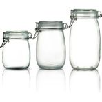 Çeyizde 3'lü Set Korken Kavanoz Vakumlu Kilitli Cam Saklama Kavanozu 750 ml - 1000 ml - 1500 ml - Şeffaf - 3 Adet - Hacim