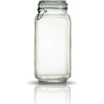 Çeyizde Korken Kare Kavanoz 2000 ml Vakumlu Kilitli Cam Saklama Kavanozu - Beyaz / Şeffaf - 1 Adet