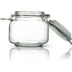 Çeyizde Korken Kare Kavanoz 750 ml Vakumlu Kilitli Cam Saklama Kavanozu - Beyaz Şeffaf - 1 Adet