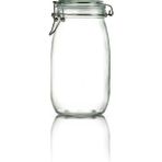 Çeyizde Korken Kavanoz 1500 ml Vakumlu Kilitli Cam Saklama Kavanozu - Beyaz - Şeffaf