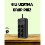 Ceylan Adam Mey Ithalat® 2500W Güçlü 6’lı Priz USB ve Type-C Çıkışlı Termal Korumalı - Çok Renkli
