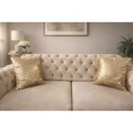 Ceylan Collection Gold Pullu ve Kadife Dekoratif Kırlent Kılıfı - 45 × 45 (2' Li Set) Lüks Salon Yastık Kılıfı - Altın - Sarı - 45x45