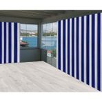 Ceylan Home Mavi Beyaz Balkon Perde 150x250 cm Güneşlik
