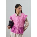 Ceylan Otantik Pembe Fırfırlı Triko Yelek