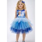 Ceylin Fashion Kız Çocuk Elsa Mavi Tütülü Doğum Günü Elbisesi CF-25003