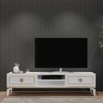 Ceylin Lüx Modern Tv Ünitesi, 2 Kapaklı Raflı, Beyaz