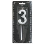 Ceylin Pasta Mumu Lüks Gümüş 3 Rakam Yetişkin Kız Erkek Çocuk Doğum Günü Parti Yaş Mumu Silver