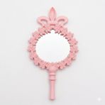 Ceyyiz Kına Gecesi Hediyelik Pembe Çiçekli Plastik El Aynası - 5x10.5 cm (10 Adet)