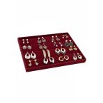 Cezayir Model Süet Kumaş Bordo Renk 34/24 Cm Enine Küpe Standı