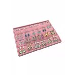 Cezayir Model Süet Kumaş Pembe Renk 34/24 Cm Enine Küpe Standı
