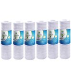 CFS 5 Mikron 25,4 cm x 6,3 cm Tel Sarılı Tortu Su Filtresi Kartuşu, 6'lı Paket, Tüm Ev Tortusu Filtrasyonu, Çoğu 10 inç RO Ünitesi için Evrensel Yedek