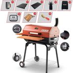 CG-075 KÖMÜRLÜ BBQ MANGAL KIRMIZI GURME SETİ -ET TERMOMETRELİ