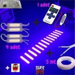 Cg Cup - Çakar Modül Kumanda + 4 Adet Mor Parmak LED + 3 mt Kablo + Hedye Tzmanya Sticker