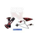 Cg Cup Scooter Üniversal Motosiklet Modifiye Kırmızı Üçgen Yarasa Ayna + Protaper Elcik Seti Srn