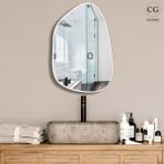 Cg Home Asimetrik Ayna, 75 x 55 cm , Konsol Aynası, Dresuar Aynası, Duvar Aynası, Şişecam Ayna - Beyaz - 75 x 55 cm