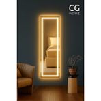 Cg Home Biga Ledli Ayna, Dekoratif Ayna, LED Ayna, Salon Aynası, Konsol Aynası 144X36 cm - 144 x 36 cm - Sarı