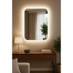 CG HOME Boho Dokunmatik Ledli Ayna, Ledli Ayna, Konsol Aynası, Dresuar Aynası, Banyo Aynası