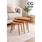 CG HOME Damla Model İskandinav Masif Kayın 3’lü Zigon Sehpa | Doğal Kayın Panel | Vernikli | Modern Tasarım