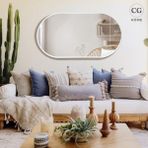 Cg Home Model Alfa, Dekoratif Ayna, Duvar Aynası, Konsol Aynası, Elips Ayna, Salon Aynası - Beyaz