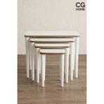 Cg Home Sahra 4’lü Zigon Sehpa Seti | Komple Lake Boyalı | Gold Detaylı | Modern Yan Sehpa - EKRU