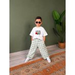Cg Kids Camp Life Nakışlı Tişört ve Ekose Pantolon Erkek Çocuk Alt Üst Takımı / Su Yeşili - 7 - 8 Yaş - Mint Yeşili
