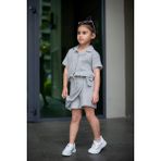 Cg Kids Müslin Şort Etek Kız Çocuk Alt Üst Takım - 4 - 5 Yaş - Gri