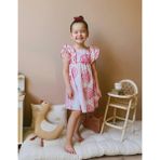 Cg Kids Pembe Pudra Renk Tonlarında Çiçek Tasarımlı Harika Keten Pamuk Elbise Kız Çocuk - 5 - 6 Yaş - Pembe - Pudra