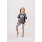 Cg Kids Shine Varak Parlak Gümüş Baskı Alt Fitilli Tayt Kız Çocuk Alt Üst Takım - 4 Yaş - Gri