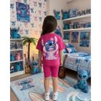Cg Kids Stitch Kız Çocuk Tshirt Fitilli Tayt Şortlu Alt Üst Takım Sırt Baskı Detaylı - 9 - 10 Yaş - Pembe