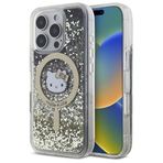 CG MOBILE Hello Kitty HKHMP16LLGDIK iPhone 16 Pro 6.3" siyah ve altın Liquid Glitter Fever için kılıf