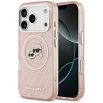 CG MOBILE Karl Lagerfeld IML Parıltılı Karl & Choupette Kafaları Logosu, MagSafe iPhone 17 Pro ile Uyumlu Kılıf (Pembe)