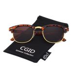 CGID Güneş Gözlüğü Erkek Kadın Retro Vintage Yarım Çerçeve Polarize UV400 Koruma, A Çok Renkli Kahverengi, 51