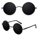 CGID Retro Vintage Güneş Gözlüğü John Lennon Polarize Yuvarlak Metal Çerçeve Kadınlar Erkekler için Siyah Gri E01