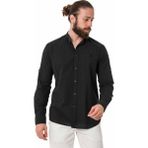 CH198 Hakim Yaka Yazlık Siyah Keten Gömlek - 2XL