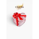 ChaCha Home Dora | Kırmızı Fiyonk Kapaklı Kristal Dekoratif Cam Şekerlik - Saklama Kutusu - Sunumluk | 1 Adet