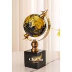 ChaCha Home Gold Dünya Küresi Dekoratif Masa Aksesuarı – Modern Ofis & Salon Objesi (26x14,5 cm)