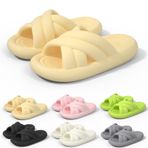 Chagoo 2023 çapraz sapanlar kaydırıcılar kadın erkek rahat kalın bulut yastık slaytlar duş Flip Flop, Yellow, 7/7.5 UK