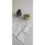 Chain Style 18 Parça Linen Kumaş Amerikan Servis Seti - 35 x 47 cm - Açık Krem