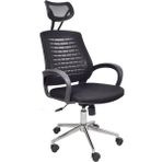 Chairlife Atlas Başlıklı Metal Ayaklı Fileli Ofis Büro Bilgisayar Çalışma Koltuğu Sandalyesi - Siyah