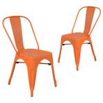 Chairlife Tolix Kolsuz Metal Sandalye-Turuncu(2 Adet)