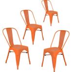 Chairlife Tolix Kolsuz Metal Sandalye-Turuncu(4 Adet)