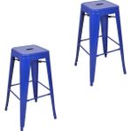 Chairlife Tolix Metal Bar Tabure(2 Adet) - Mavi