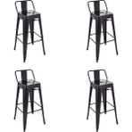Chairlife Tolix Sırtlı Metal Bar Tabure (4 Adet) - Siyah