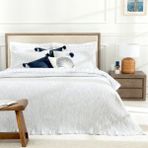 Chakra Alfıe Yatak Örtüsü Kng Beyaz-Mavi - 100 x 180 cm - Azur Mavi