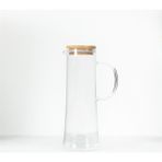 Chakra Bambu Kapaklı Cam Sürahi 800 ml Transparan