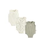 Chakra Cute Circus Ekru Yeşil Kolsuz Unisex Bebek 3'lü Çıtçıtlı Body Set