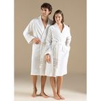 Chakra Derin Bambu Unisex Bornoz - Beyaz