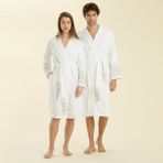 Chakra Derin Unisex Bornoz Beyaz/bej - L
