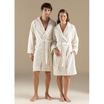 Chakra Eva Ekru Pamuklu Unisex Bornoz - Beyaz