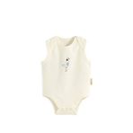 Chakra Sea Side Baskılı Ekru Kolsuz Unisex Bebek Çıtçıtlı Body - Beyaz